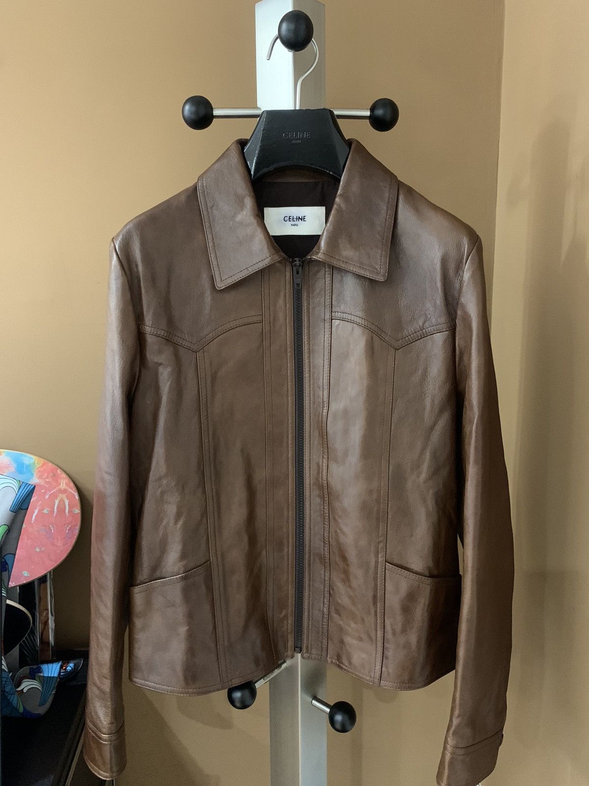 Celine Celine 2023FW Western Brown Lambskin Blouson Zip Jacket Size US S / EU 44-46 / 1 - 1 Thumbnail