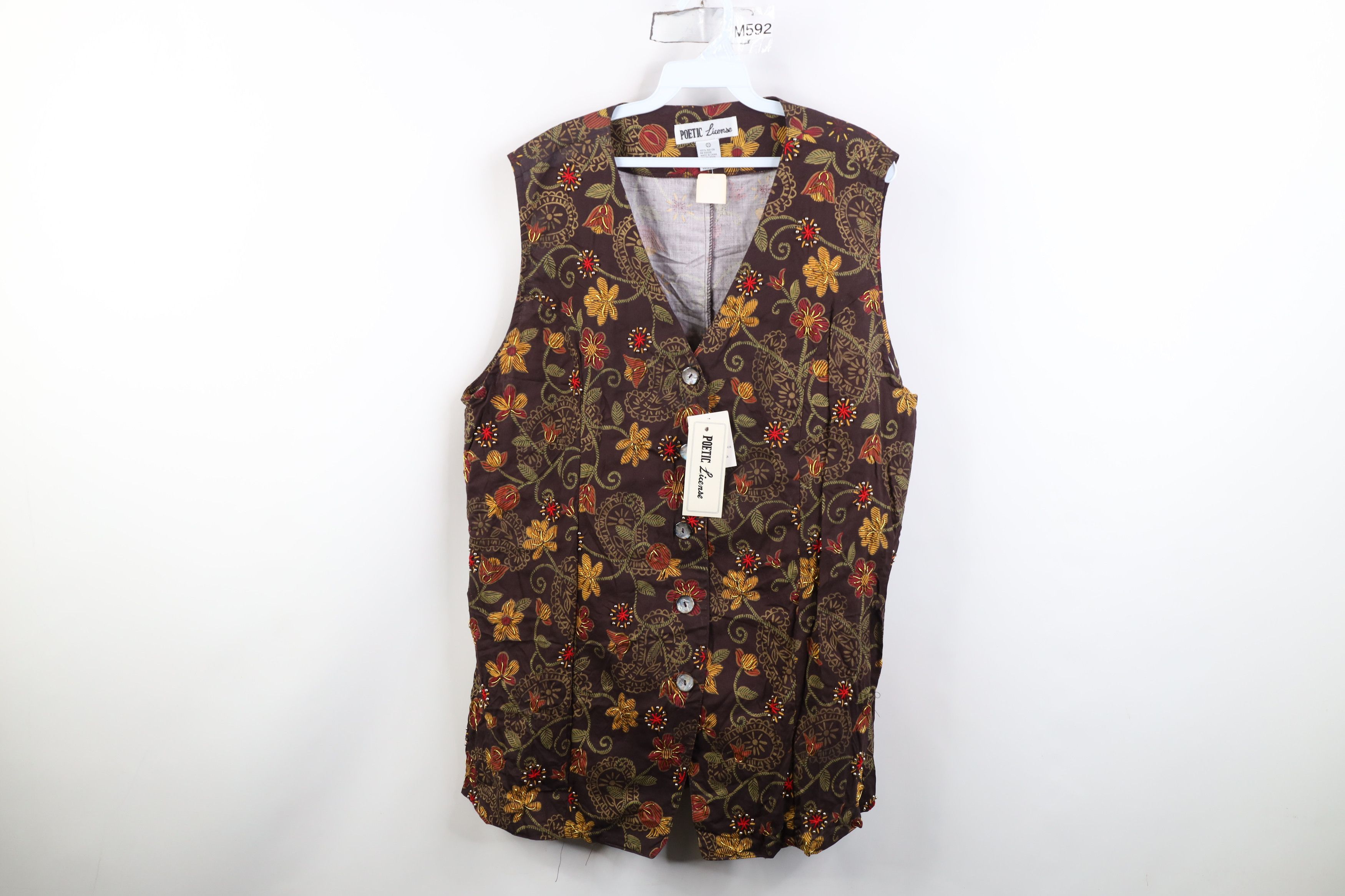 Vintage Deadstock Vintage 90s Streetwear Gabardine Beaded Vest Size 3XL / US 20-22 - 1 Thumbnail