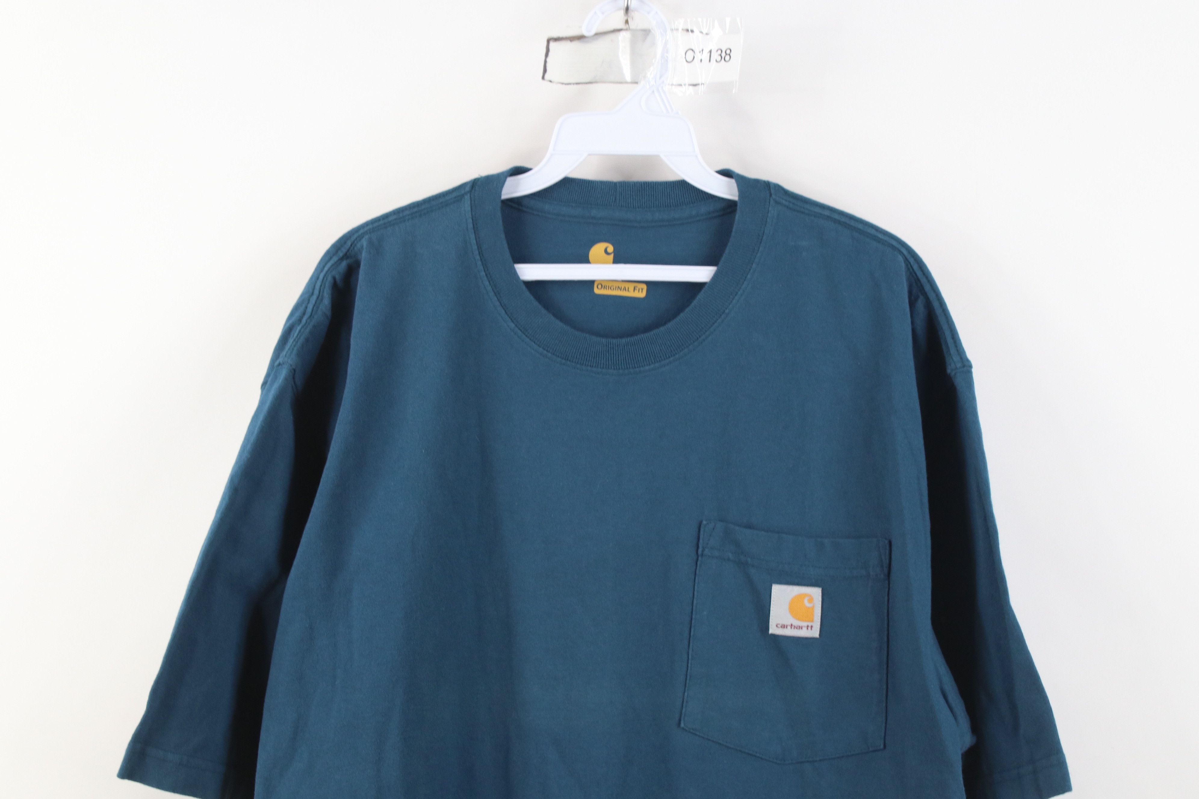 Carhartt Vintage Y2K Carhartt Original Fit Pocket T-Shirt Blue Cotton Size US L / EU 52-54 / 3 - 2 Thumbnail