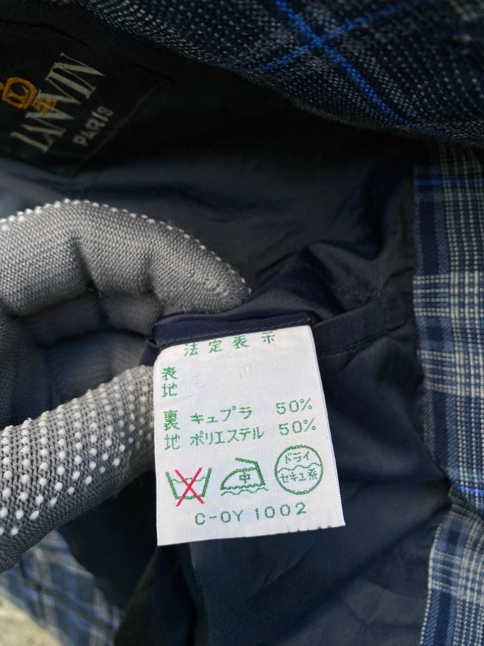 Lanvin × Vintage Vintage 90s Lanvin Blue Checker Wool Double Breasted Size 48R - 13 Thumbnail