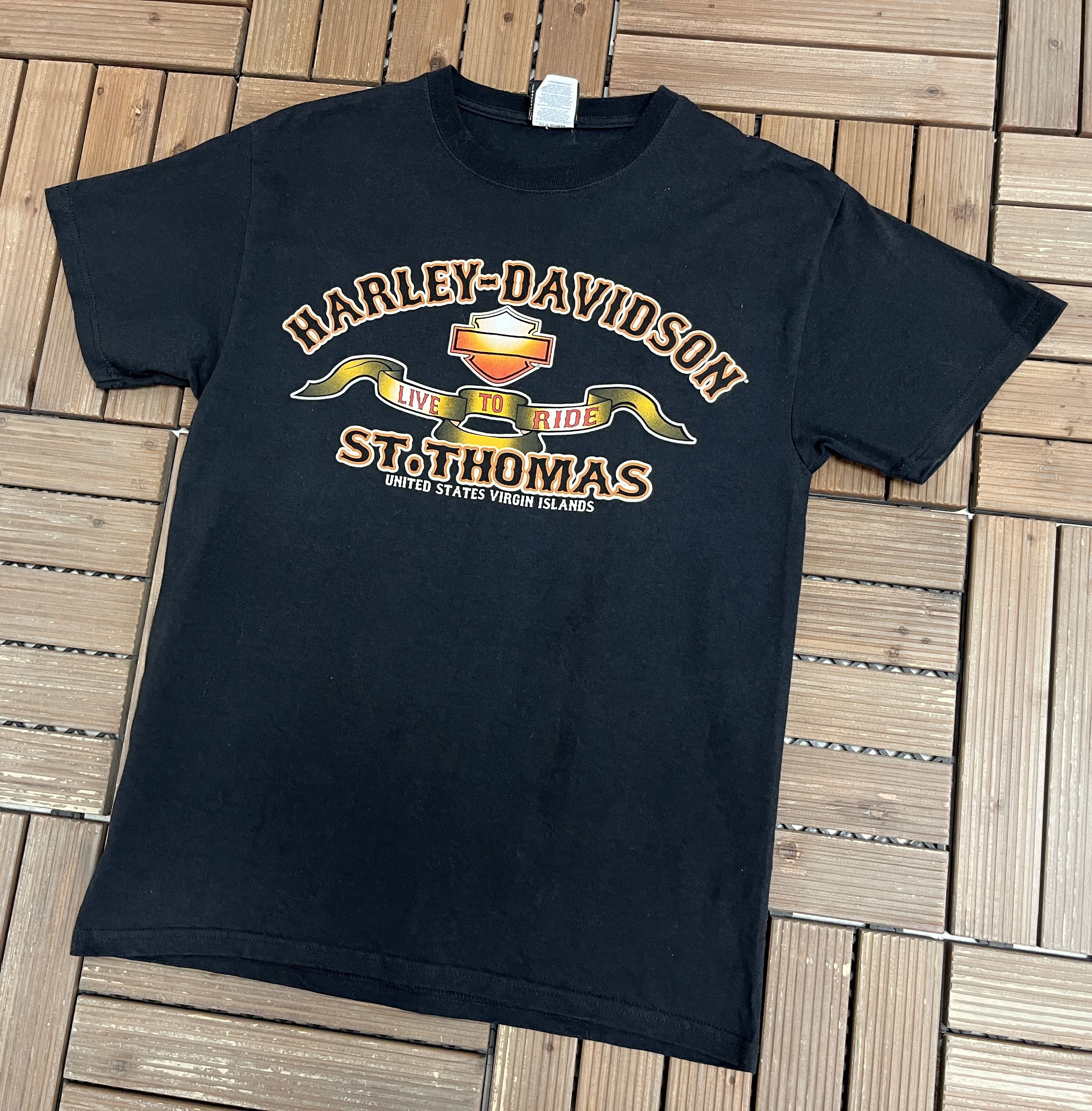 Vintage Harley Davidson St. Thomas Vintage Black T-Shirt Tee Size US M / EU 48-50 / 2 - 3 Thumbnail