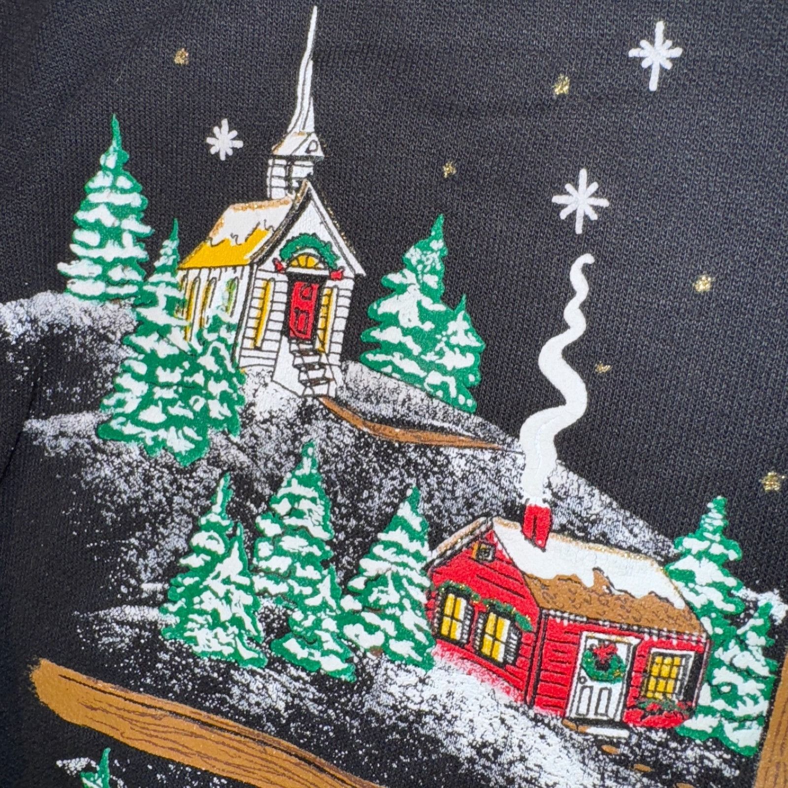 Other Vintage Holiday Time Christmas Cabin Candle Church Cross Swe Size M / US 6-8 / IT 42-44 - 3 Thumbnail