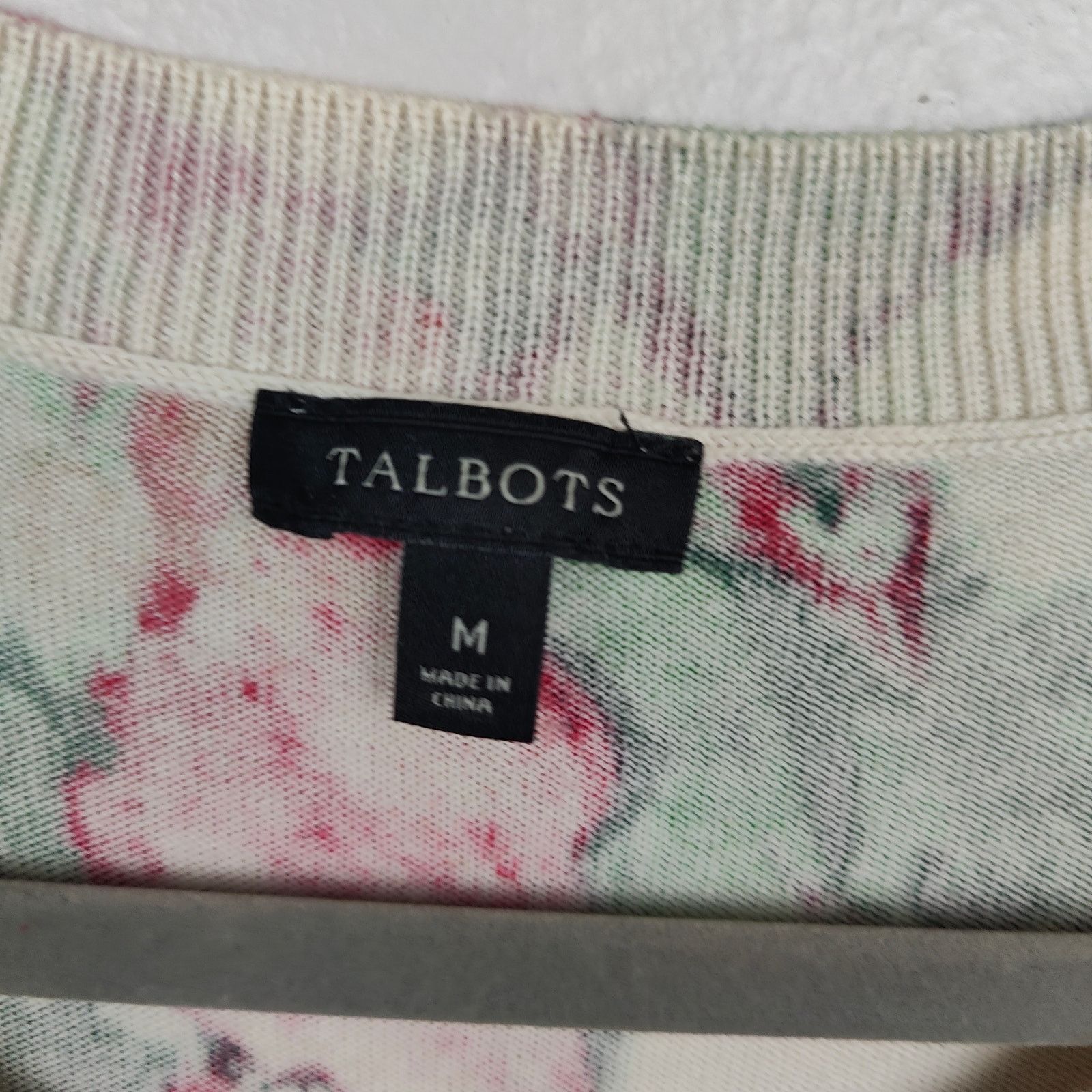 Other Talbots Cardigan Sweater Womens Medium Green Pink Floral Size M / US 6-8 / IT 42-44 - 5 Thumbnail