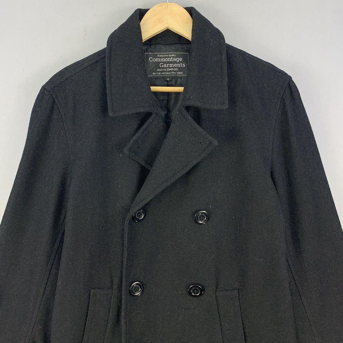 Japanese Brand Vintage Commontage Double Breasted Peacoat Wool Blend Jacket Size US L / EU 52-54 / 3 - 3 Thumbnail