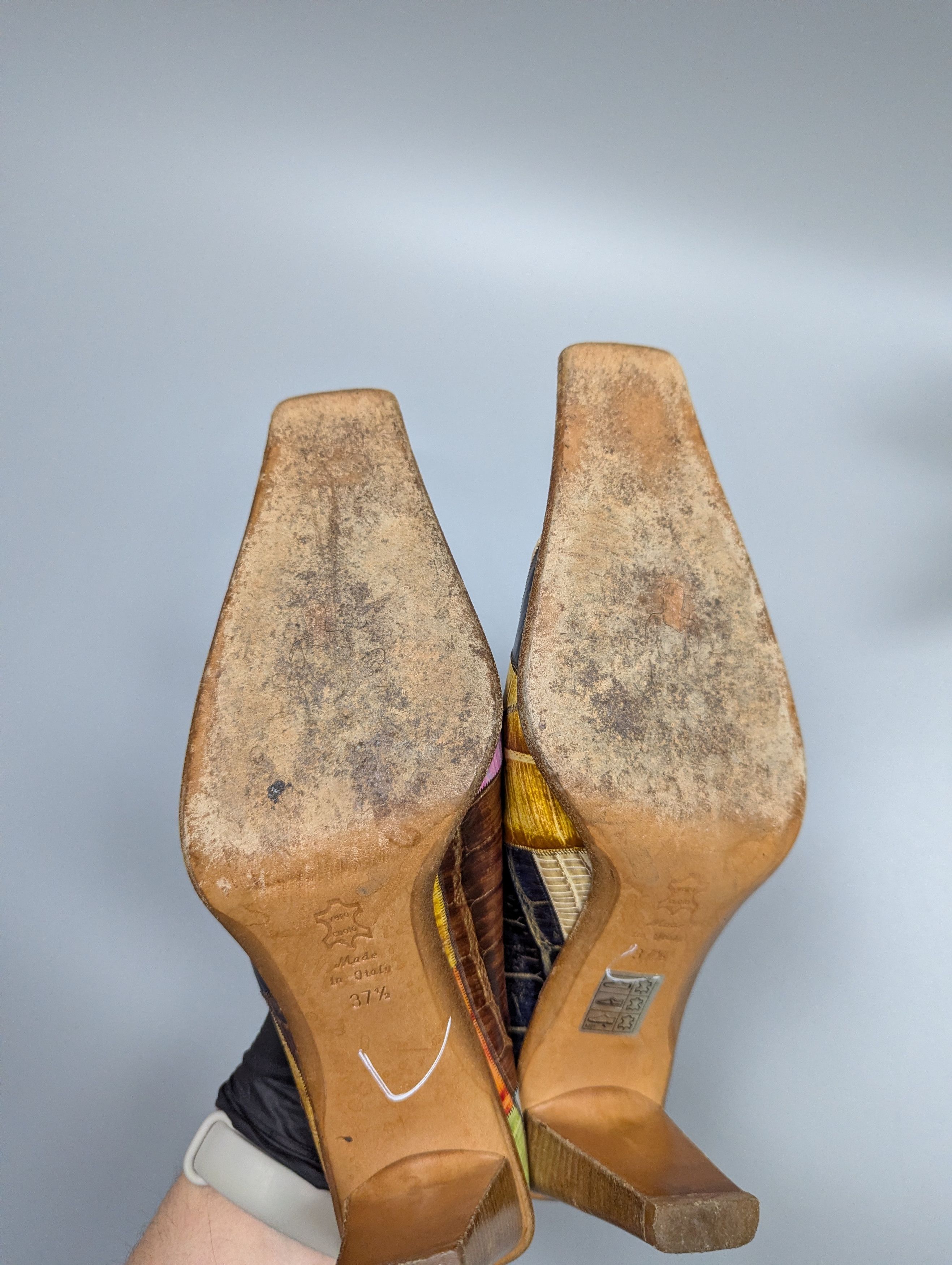 Vintage Rare VTG Y2K Gianmarco Lorenzi Crocodile Leather Mules Heels Size US 7.5 / IT 37.5 - 12 Thumbnail