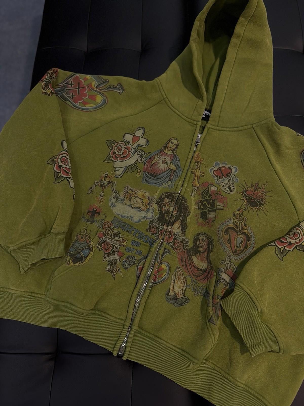 Other XL- We Are Righteous Green Zip Up Jesus Hoodie Size US XL / EU 56 / 4 - 5 Thumbnail