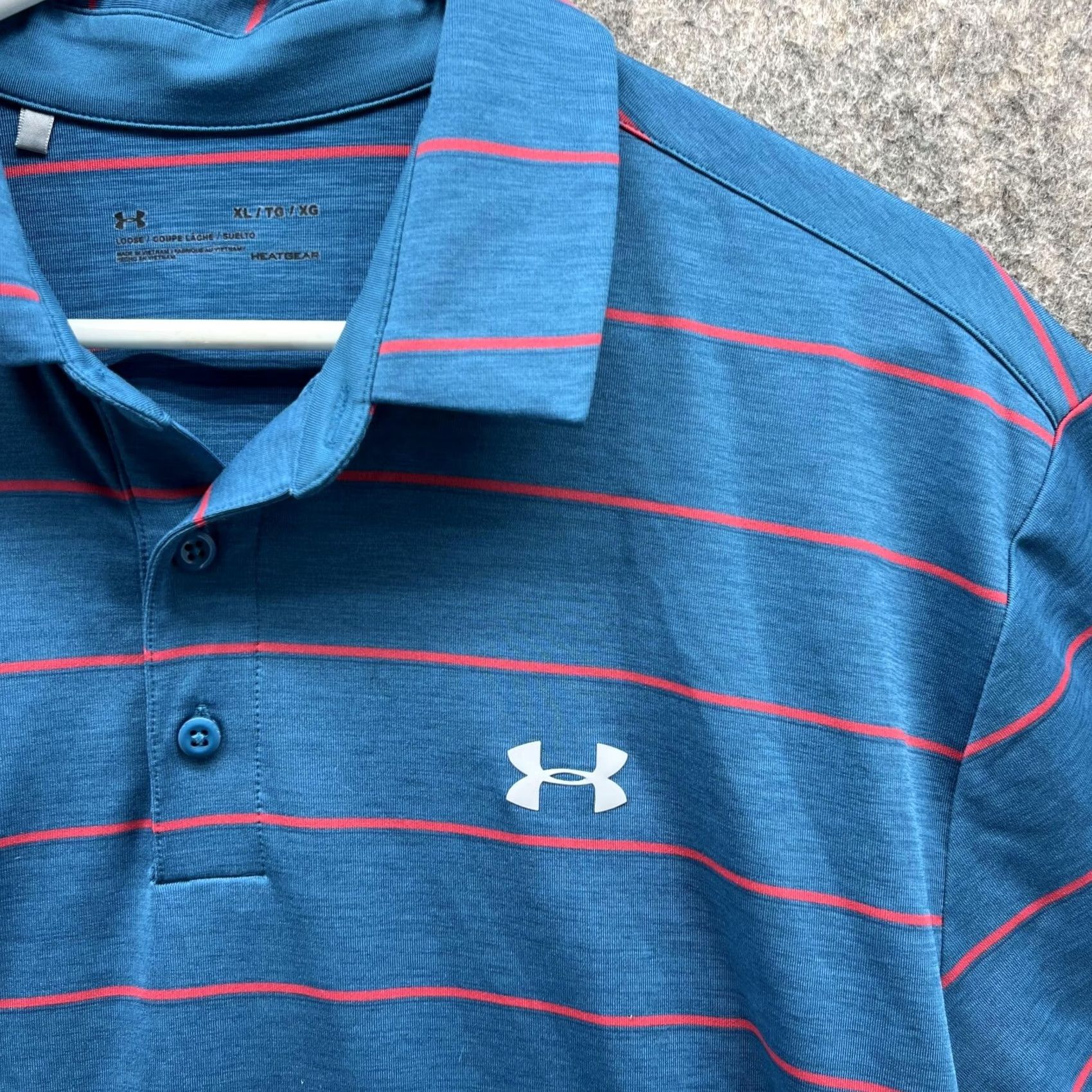 Under Armour Under Armour Polo Shirt Men XL Blue Striped HeatGear Loose Fit Shirt Size US XL / EU 56 / 4 - 4 Thumbnail