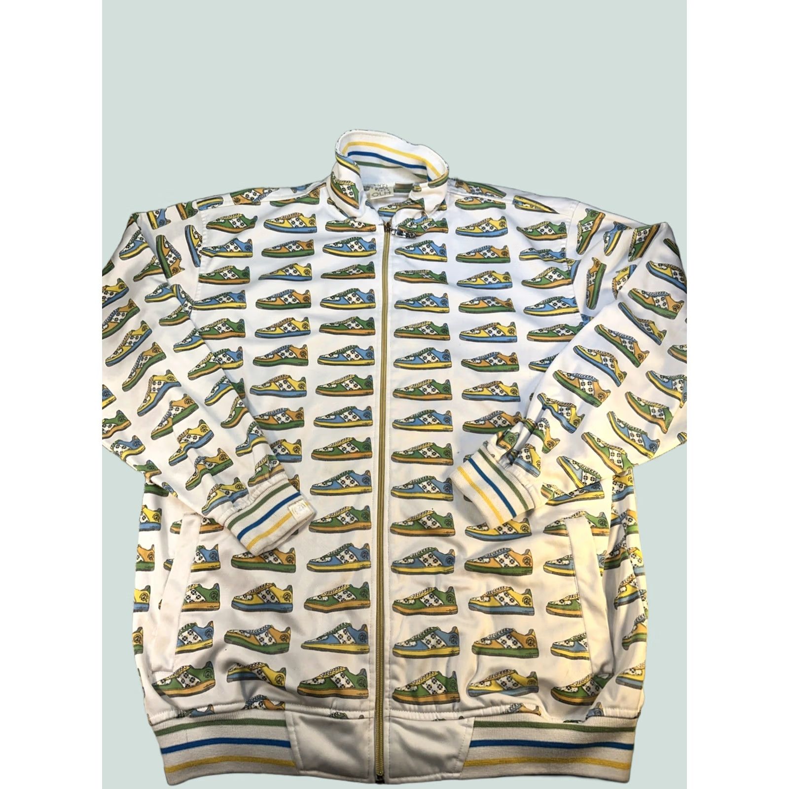 Gloverall VINTAGE CLH All Over Sneaker Print Track Jacket Zip Up 90s Y2K Streetwear XL Men White Sweatshirt? Size US XL / EU 56 / 4 - 1 Thumbnail