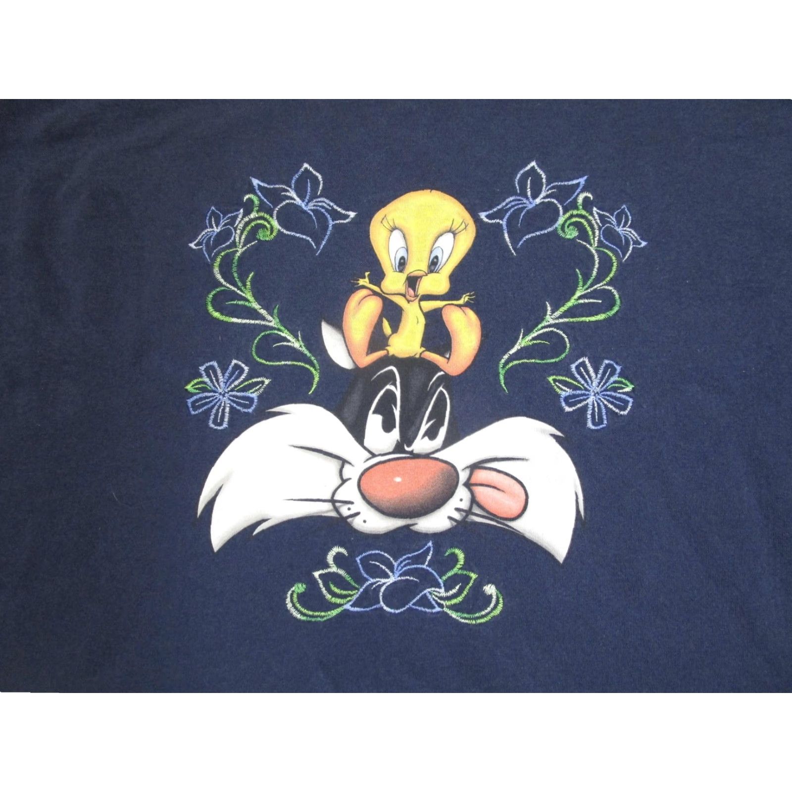 Vintage VINTAGE Looney Tunes Shirt Men XL Blue Sylvester Tweety Graphic Cartoon 90s Tee Size US XL / EU 56 / 4 - 2 Thumbnail