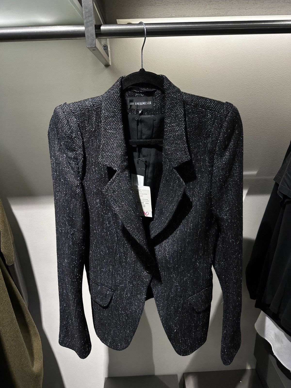 Ann Demeulemeester BNWT! Ann Demeulemeester fleece wool tweed blazer jacket Size XS / US 0-2 / IT 36-38 - 2 Thumbnail