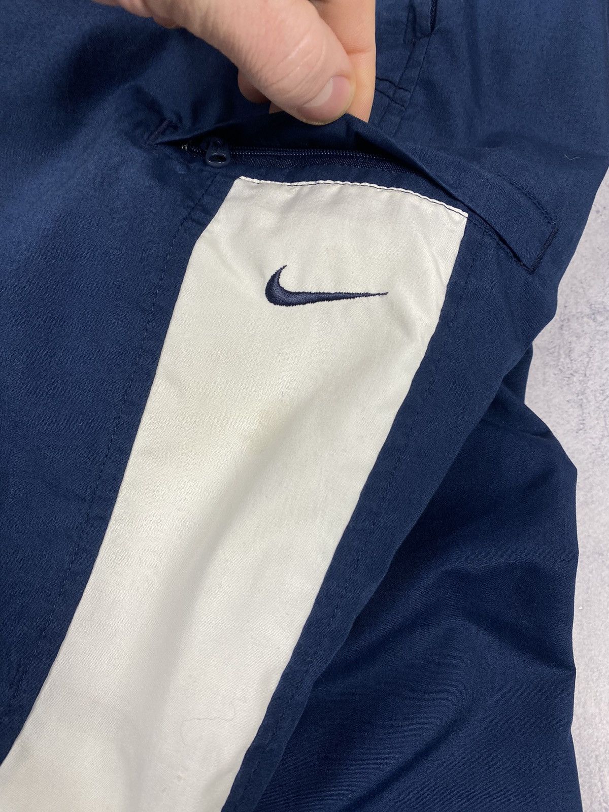 Nike × Vintage Vintage 00s Nike Swoosh Drill Joggers Baggy Nylon Y2K Pants Size US 35 - 6 Thumbnail