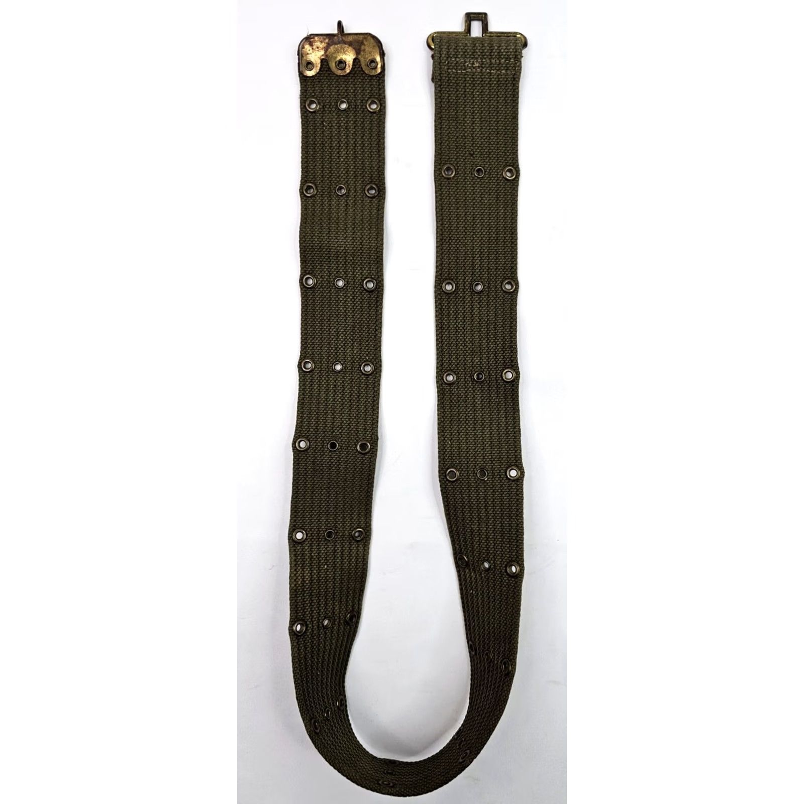 Olive VINTAGE Army Belt Olive Drab Green Canvas Web Utility Belt 2.25" x 41" Male Adjustable Buckle Army Style Military/Webbed Belt Mens Size ONE SIZE - 4 Thumbnail