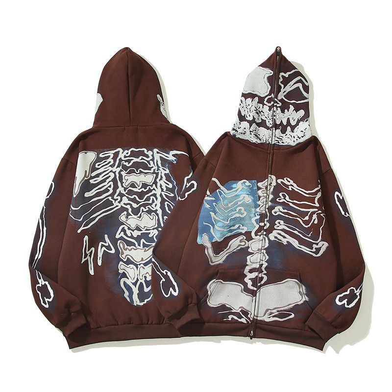 Vintage Skull Zip Up Hoodies