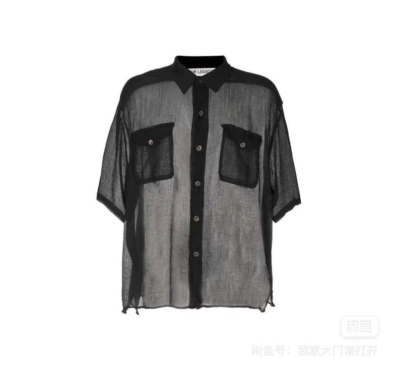 Our Legacy Our Legacy size46 Black sheer short-sleeved shirt Size US S / EU 44-46 / 1 - 9 Thumbnail