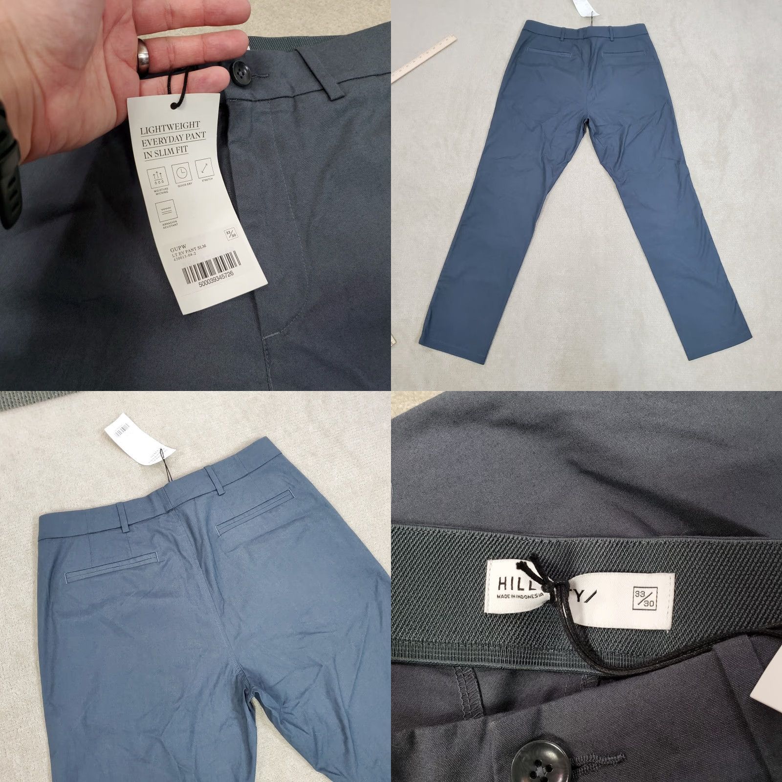 Vintage Hill City Pants Mens 33x30 Gray Lightweight Everyday Chinos Flat Front Casual Size US 33 - 8 Thumbnail