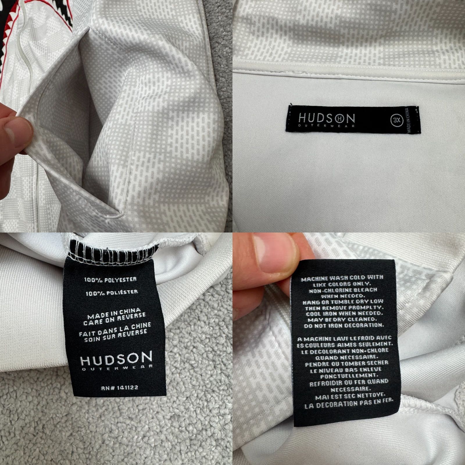 Hudson Hudson Full Zip Track Jacket Mens 3XL White Checkered Outerwear Athletic Sports Athleisure Jacket Mens 3XL White Check Pattern Size US XXL / EU 58 / 5 - 8 Thumbnail