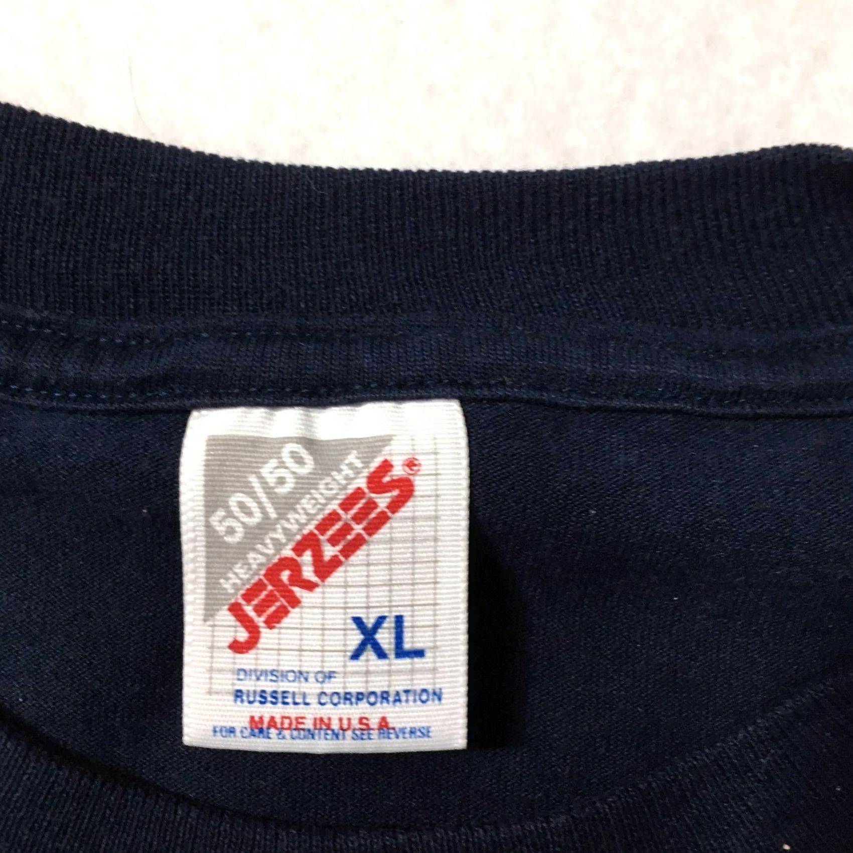 Jerzees Vintage 90s Jerzees Navy Blue Mens XL Shirt Made in USA - Wear & Tear - Condition: Good - Seller: Size US XL / EU 56 / 4 - 3 Thumbnail
