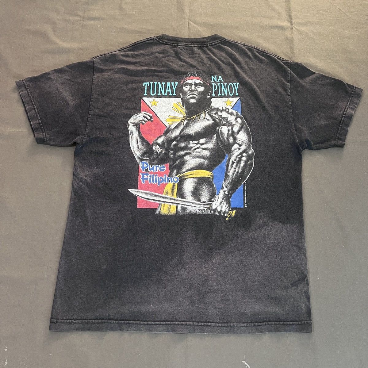 Vintage Vintage 90s Filipino Strength Gym Fitness Faded Thrashed Tee Size US XL / EU 56 / 4 - 2 Thumbnail