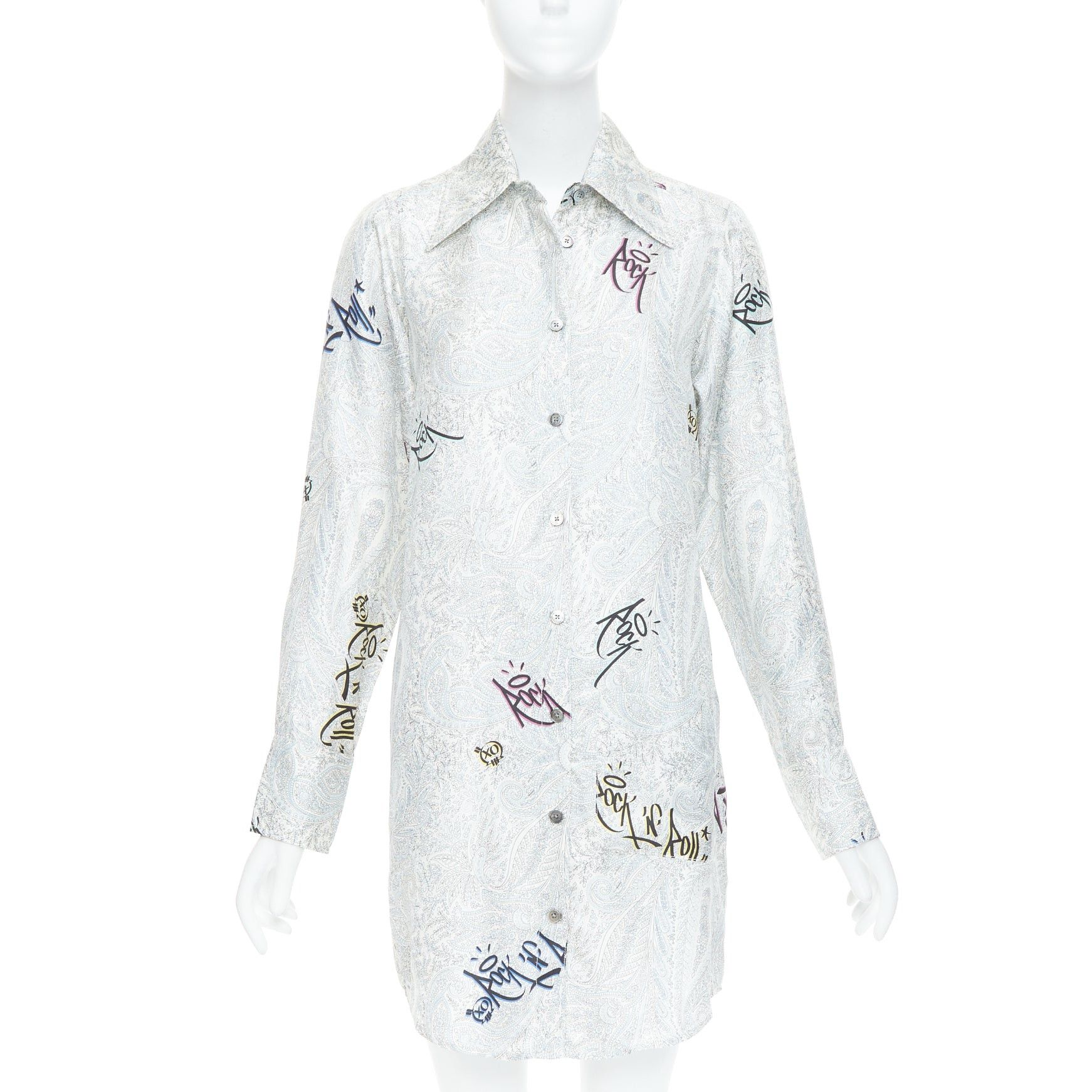 Zadig & Voltaire ZADIG VOLTAIRE 100% silk paisley rock printed button down shirt dress XS Size S / US 4 / IT 40 - 1 Thumbnail