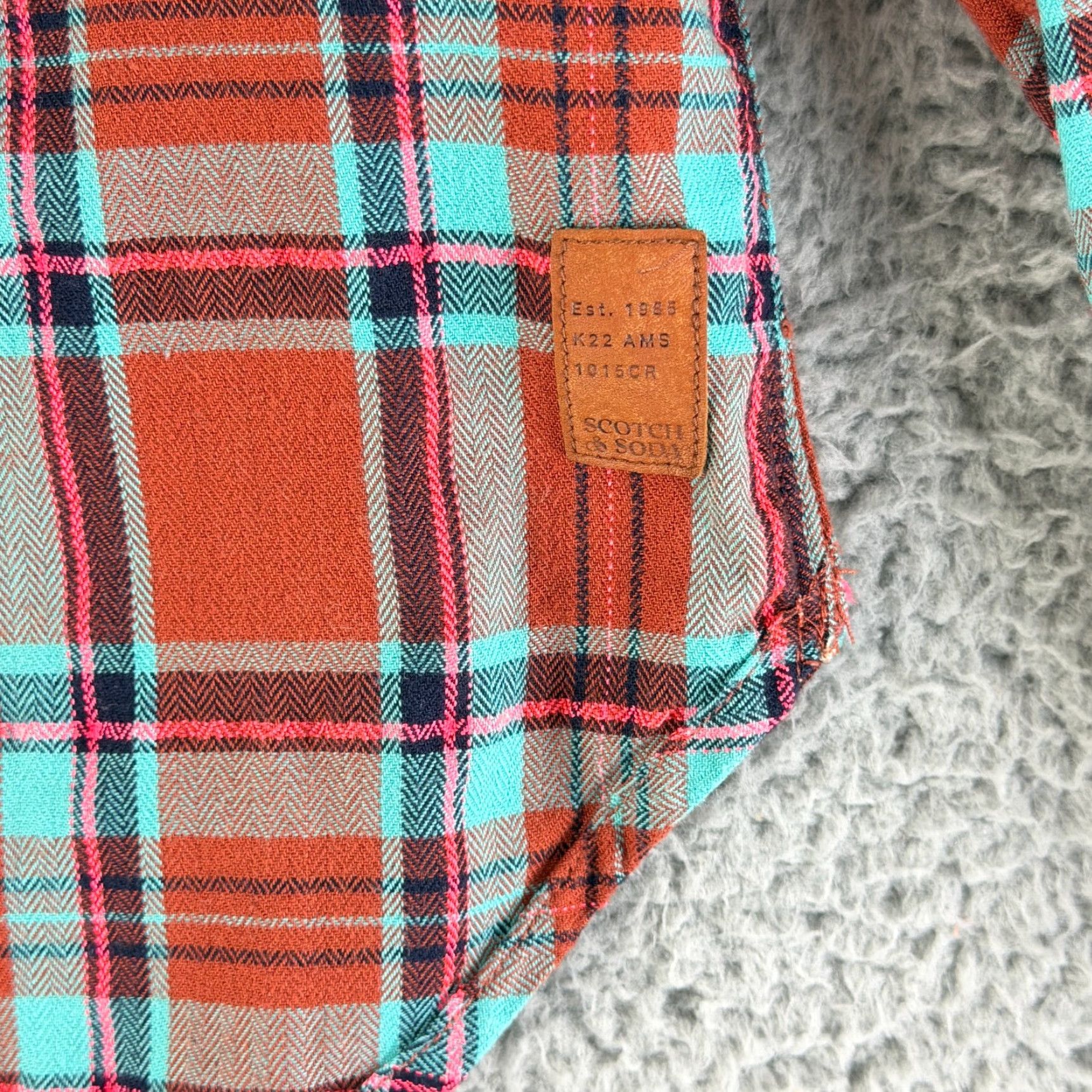 Scotch & Soda Scotch & Soda Button-Up Shirt Mens Medium Orange Plaid Long Sleeve Cotton Casual Size US M / EU 48-50 / 2 - 5 Thumbnail