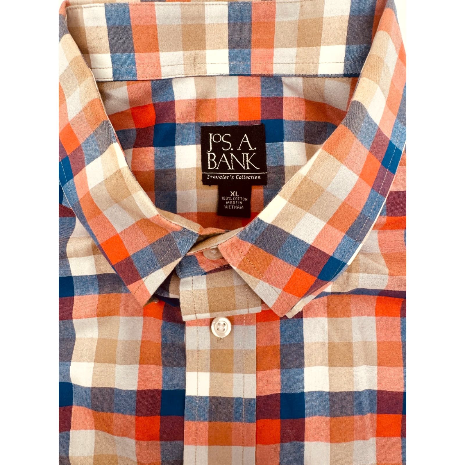 Jos. A. Bank VINTAGE JOS A. BANK Long Sleeve Button Up Mens XL Checked Shirt Travelers Collection 2826 Size US XL / EU 56 / 4 - 2 Thumbnail
