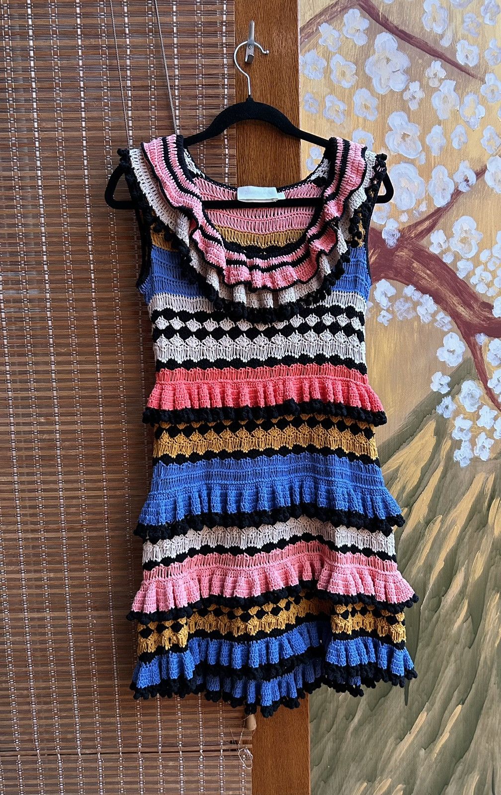 Zimmermann Zimmerman Tiggy Frill Sleeveless Mini Dress Crochet-Knit Size S / US 4 / IT 40 - 1 Thumbnail