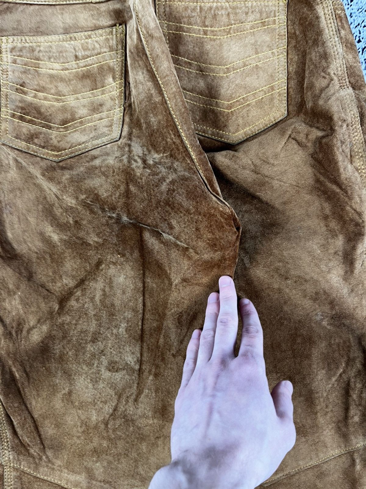 Leather Vintage Y2K retro style suede leather pants avantgarde Size 28" / US 6 / IT 42 - 12 Thumbnail