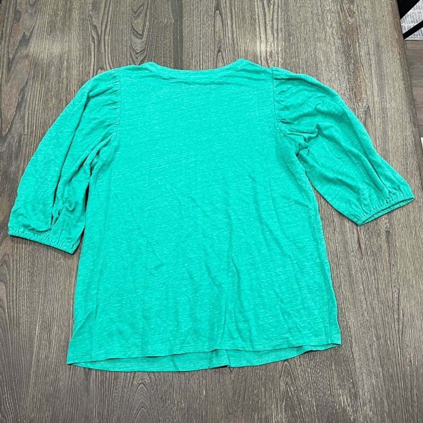 J. Jill NWOT J. Jill Linen Peasant Top Round Neck Pullover Green M Size M / US 6-8 / IT 42-44 - 3 Thumbnail