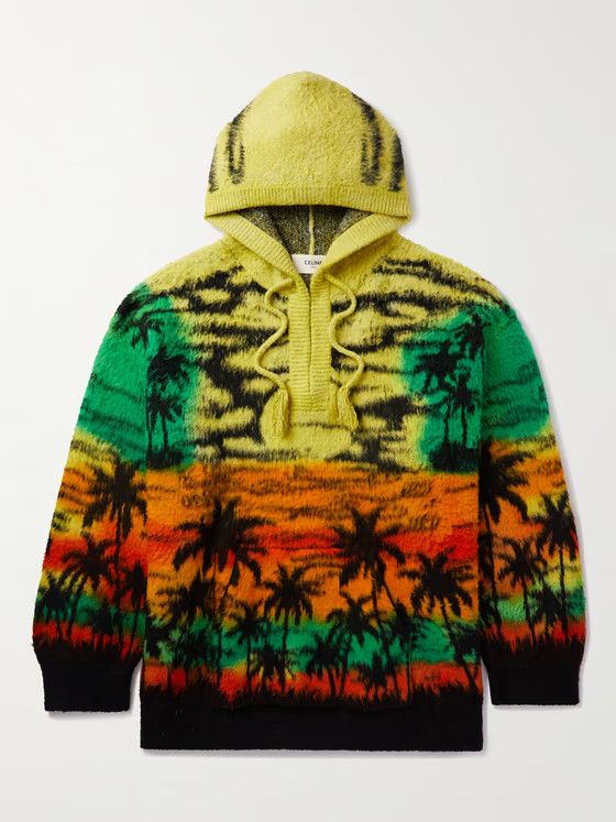 Celine o1bcso1str0125 Jacquard-Knit Cotton-Blend Hoodie Size US L / EU 52-54 / 3 - 1 Thumbnail