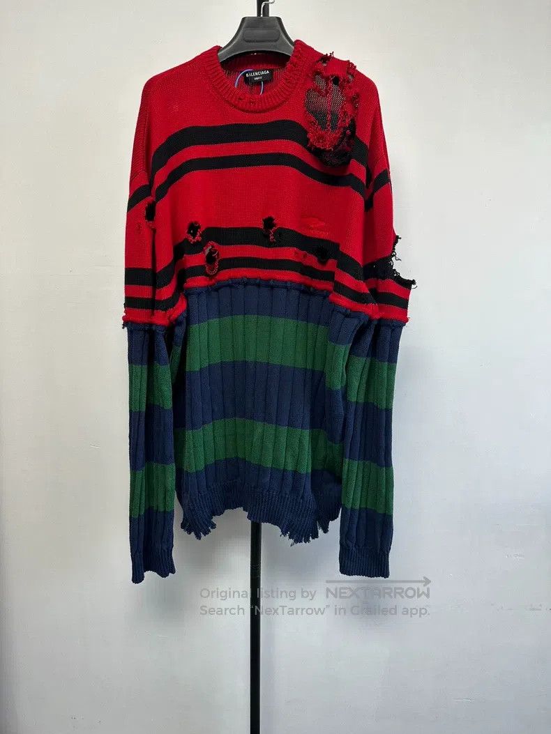 Balenciaga Balenciaga Color block ripped long-sleeve knitwear Size US XS / EU 42 / 0 - 1 Thumbnail