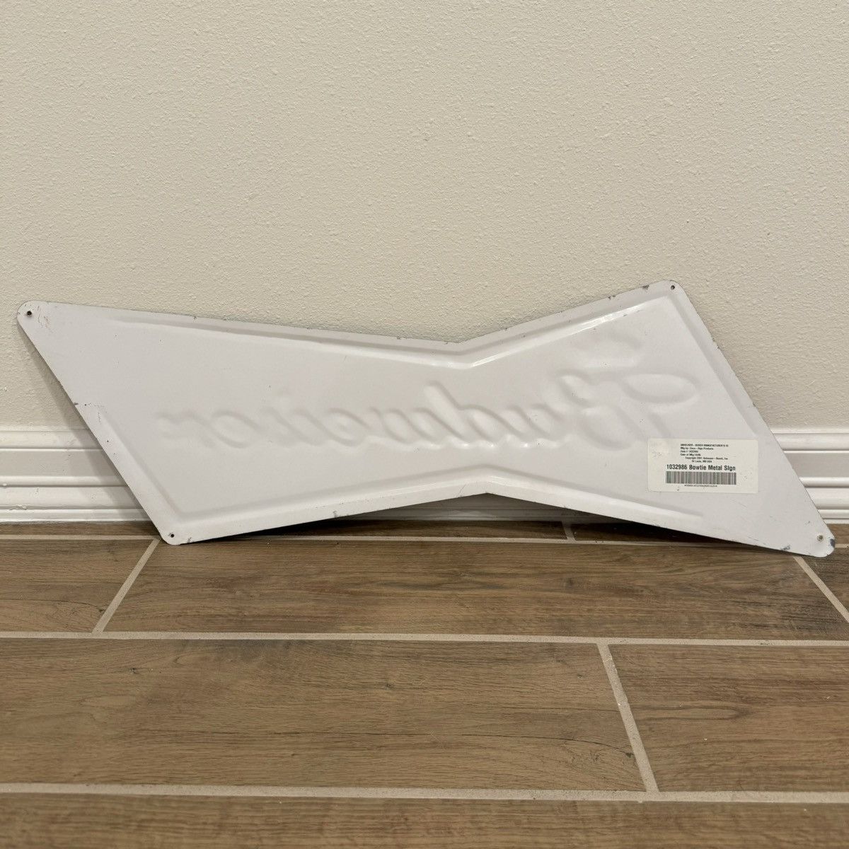 Budweiser × Vintage 2005 Budweiser Bowtie |31x10in| Beer Tin Bar Sign Man Cave Size ONE SIZE - 8 Thumbnail