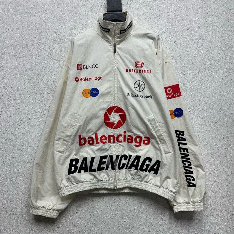 Balenciaga Balenciaga 24 White Racing Logo Jacket Size US S / EU 44-46 / 1 - 1 Thumbnail
