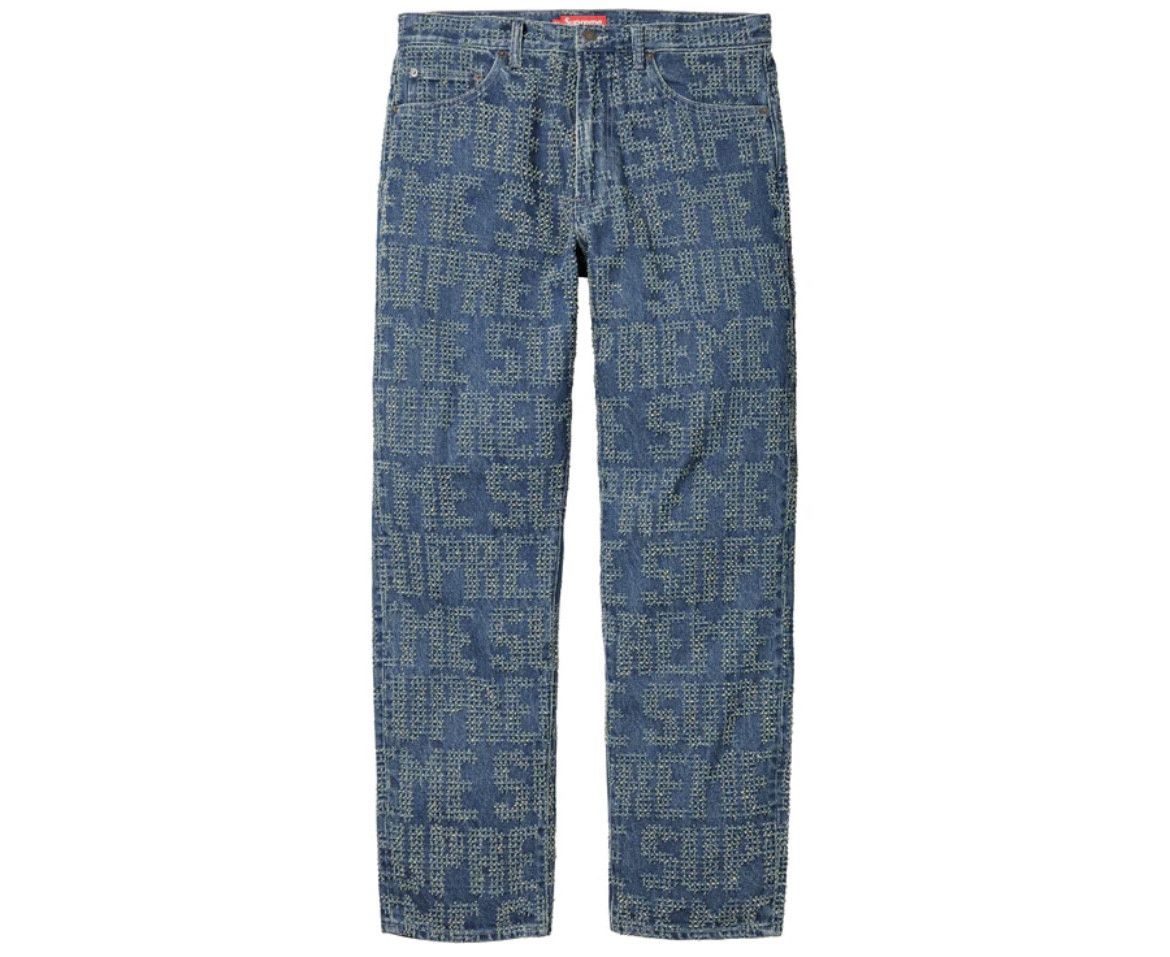Supreme Supreme Needle Punch Regular Jean Washed Blue 32 in Hand 