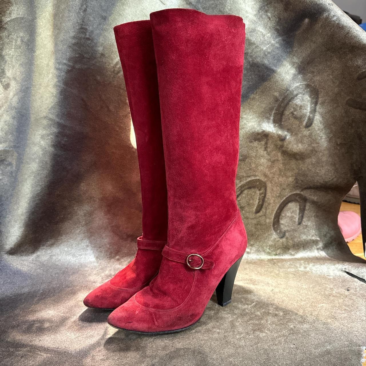 Chloe × Karl Lagerfeld × Vintage Vintage Chloe 70s red suede leather below the knee boots 38 Size US 8 / IT 38 - 2 Thumbnail