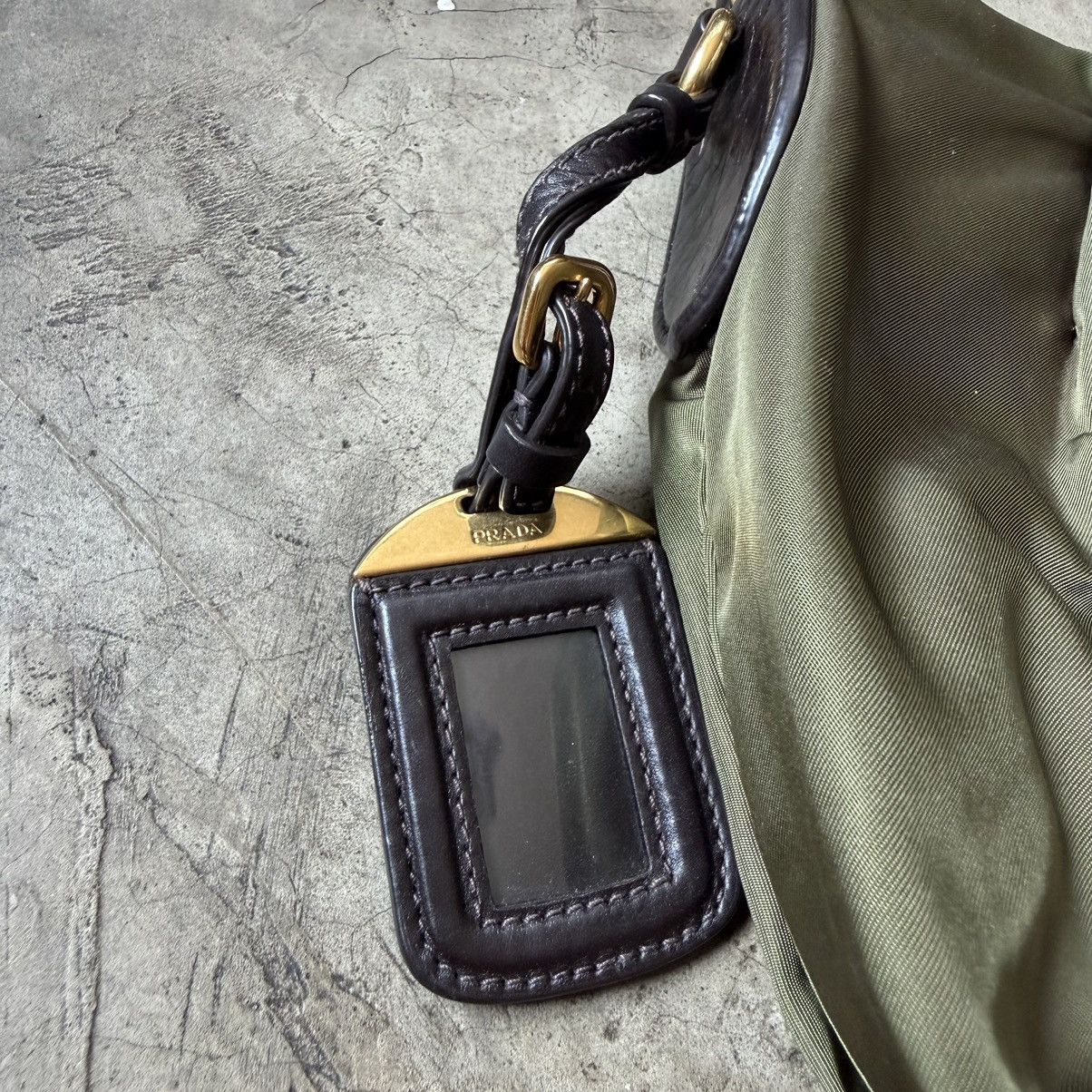 Prada Prada - Tessuto Nylon Vitello Daino Hobo Bag Olive Green Size ONE SIZE - 11 Thumbnail