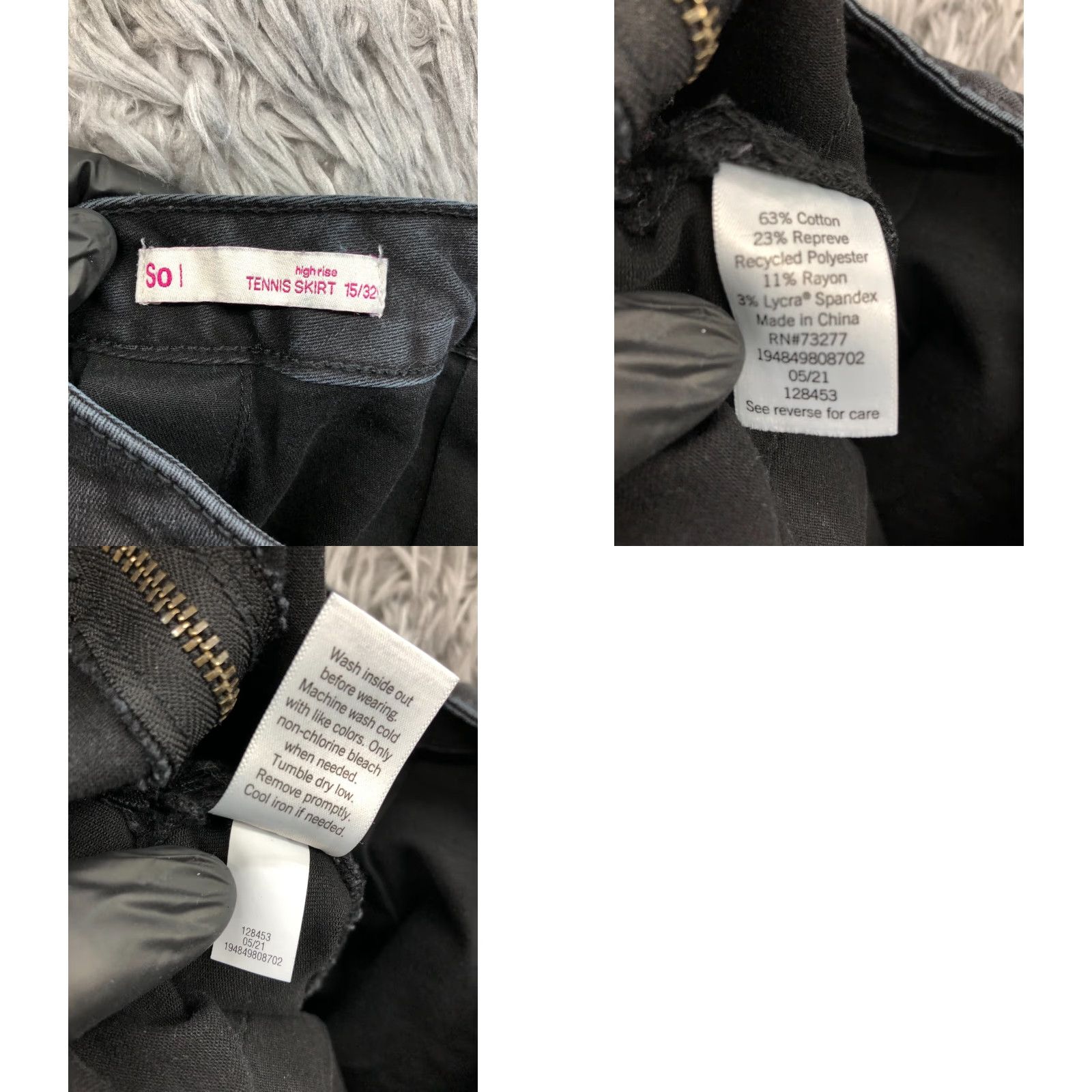 Vintage SO High Rise Tennis Skirt Juniors Size 15 Black Denim Dark Wash Flared Zip Size 36" / US 14 / IT 50 - 8 Thumbnail