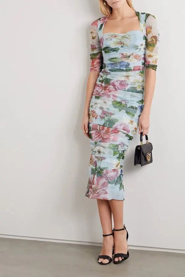 Dolce & Gabbana o1y0825 Midi Dress in Multicolor Size XS / US 0-2 / IT 36-38 - 2 Thumbnail