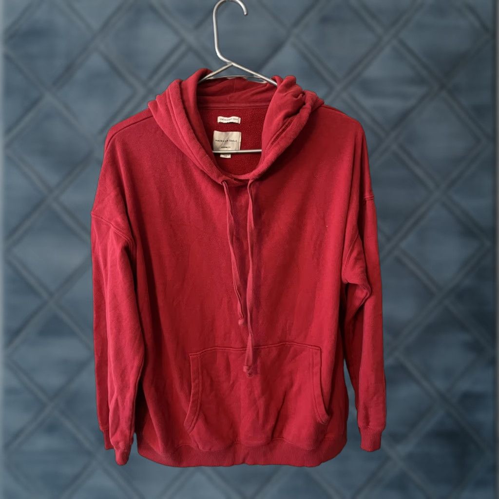American Eagle Outfitters American Eagle Hoodie Womens Small Red Solid Sweatshirt Jegging Fit Ahh Mazingly Size S / US 4 / IT 40 - 1 Thumbnail