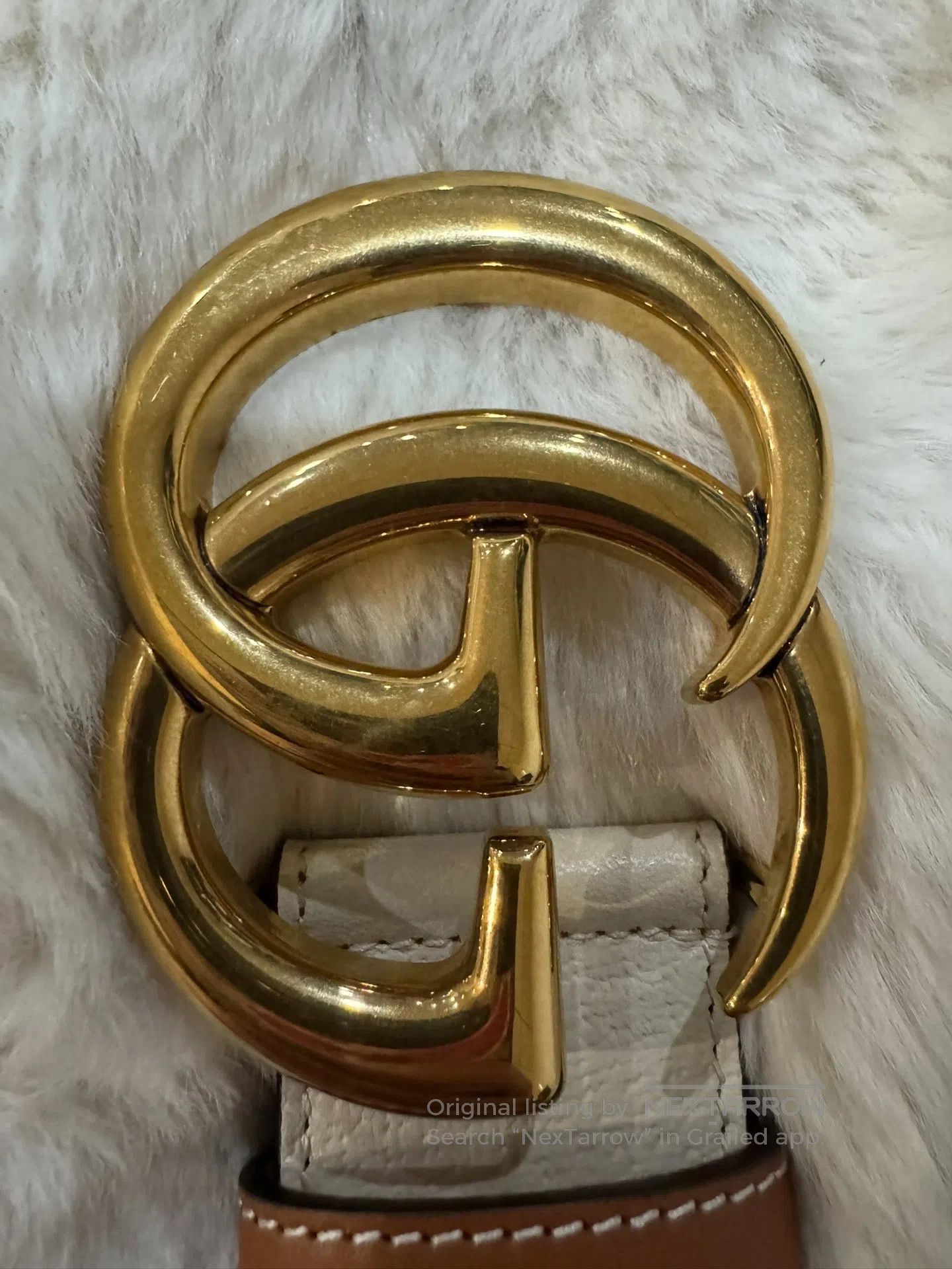 Gucci Guicci size 75 Color-blocked gold G buckle double waist be Size ONE SIZE - 3 Thumbnail