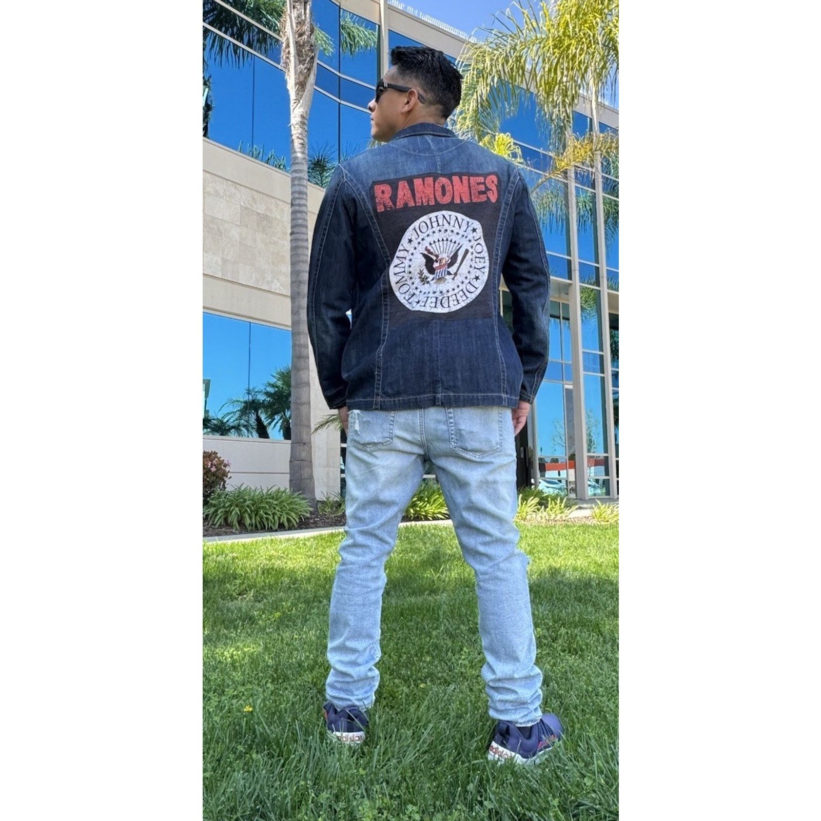 Zara RAMONES 70s 80s Retro Vintage Upcycled Denim Jacket Blazer Size US XL / EU 56 / 4 - 2 Thumbnail