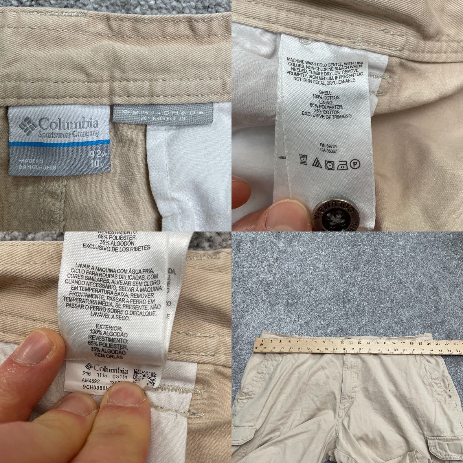 Vintage Columbia Cargo Shorts Mens 42x10 Beige Cotton Outdoor Casual Pocketed Cargo Short? Size US 42 / EU 58 - 8 Thumbnail