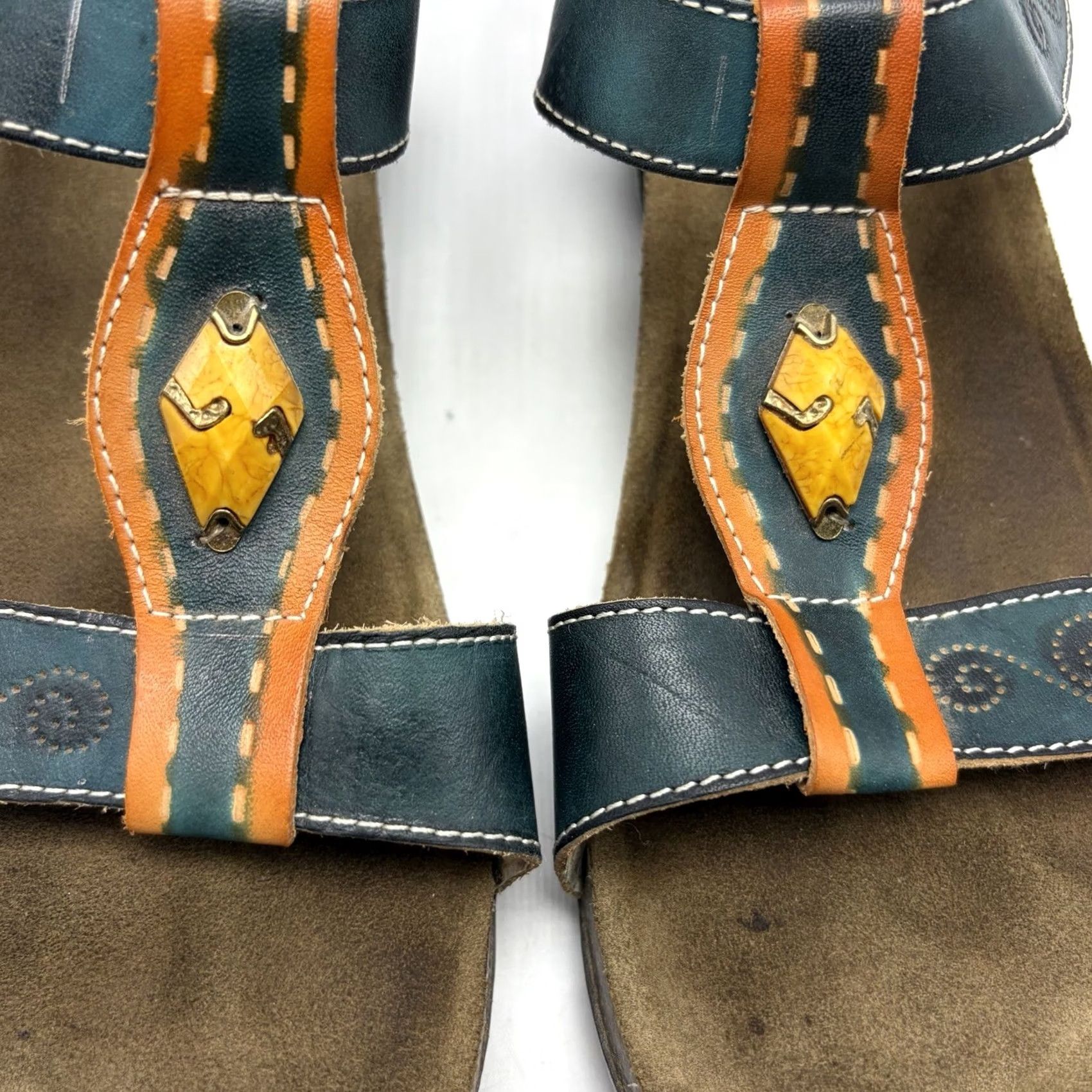 Vintage L'Artiste Sandals Womens Red Spring Step Women Leather Wedge Green Comfort Casual Size US 8 / IT 38 - 2 Thumbnail