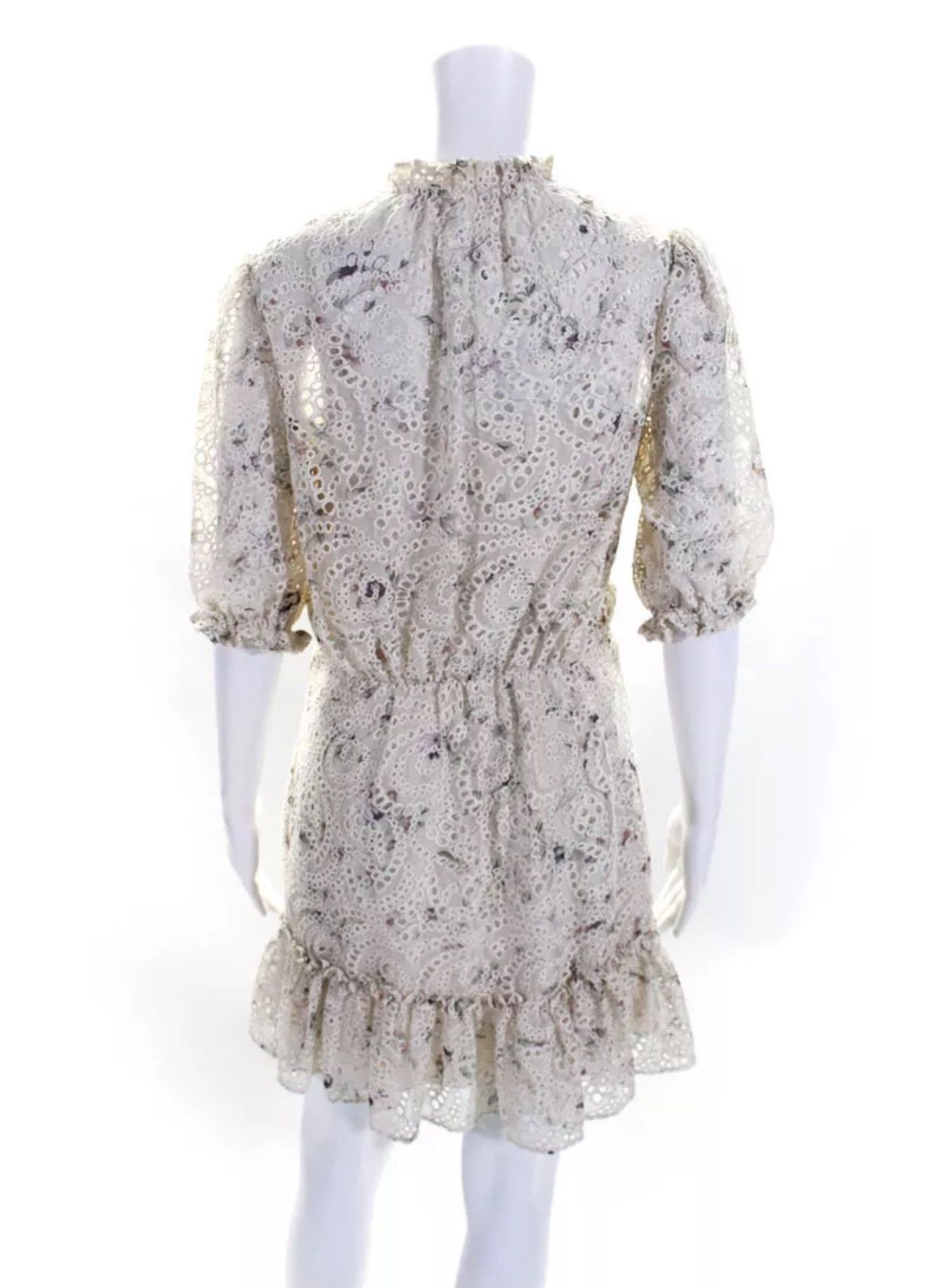 Veronica Beard Veronica Beard JAX EYELET PUFF SLEEVE MINI DRESS IN IVORY Size XS / US 0-2 / IT 36-38 - 13 Thumbnail