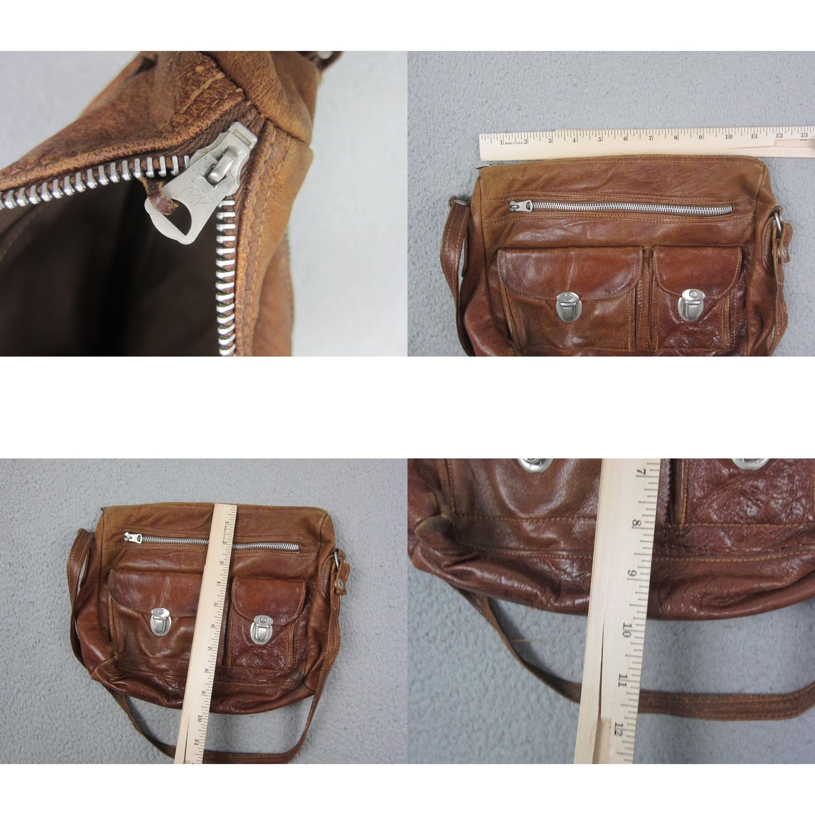 Vintage VINTAGE Womens Bag Brown Leather Crossbody Purse Messenger Satchel 60s 80s 90s Size ONE SIZE - 8 Thumbnail