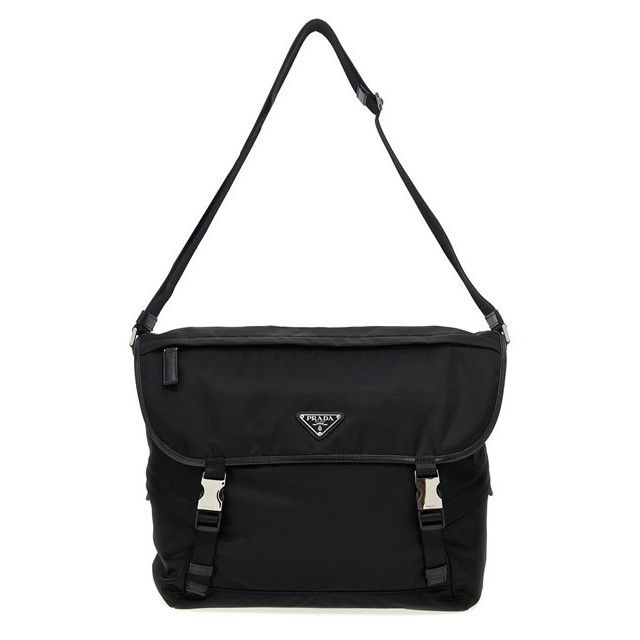 PRADA Black Re-Nylon And Saffiano Leather Shoulder Bag New &