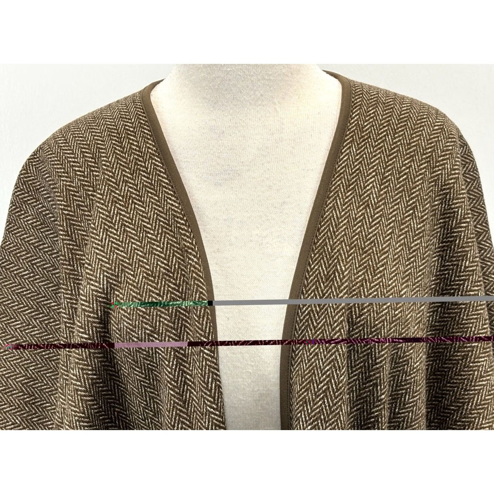 Vintage The Vermont Country Store Cape Poncho Women’s S/M Brown Herringbone Open Fleece Mid-Length Open Front Vintage: No Size S / US 4 / IT 40 - 5 Thumbnail