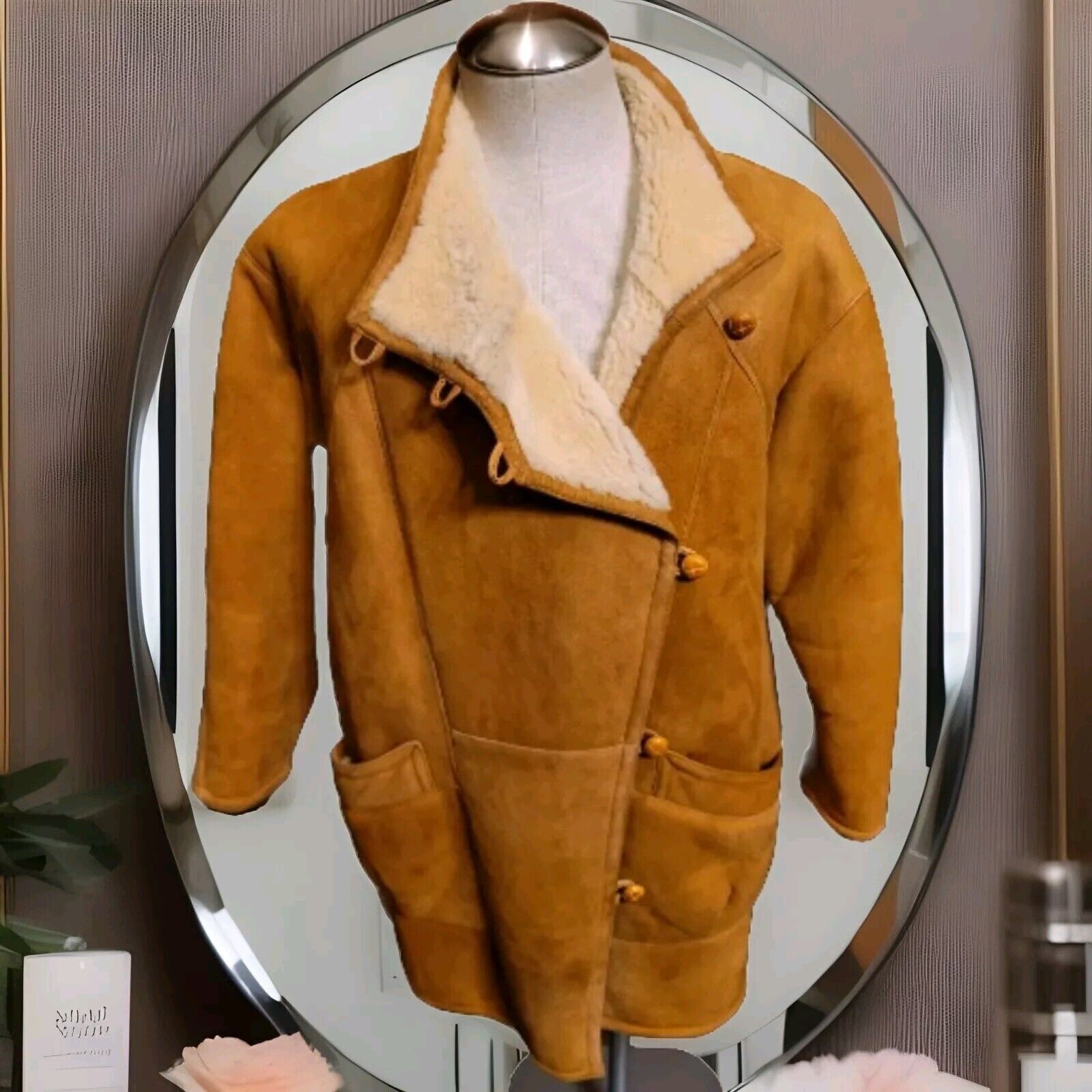 Other Friitala Tan Suede Shearling Coat Women’s Size 10 Size L / US 10 / IT 46 - 3 Thumbnail