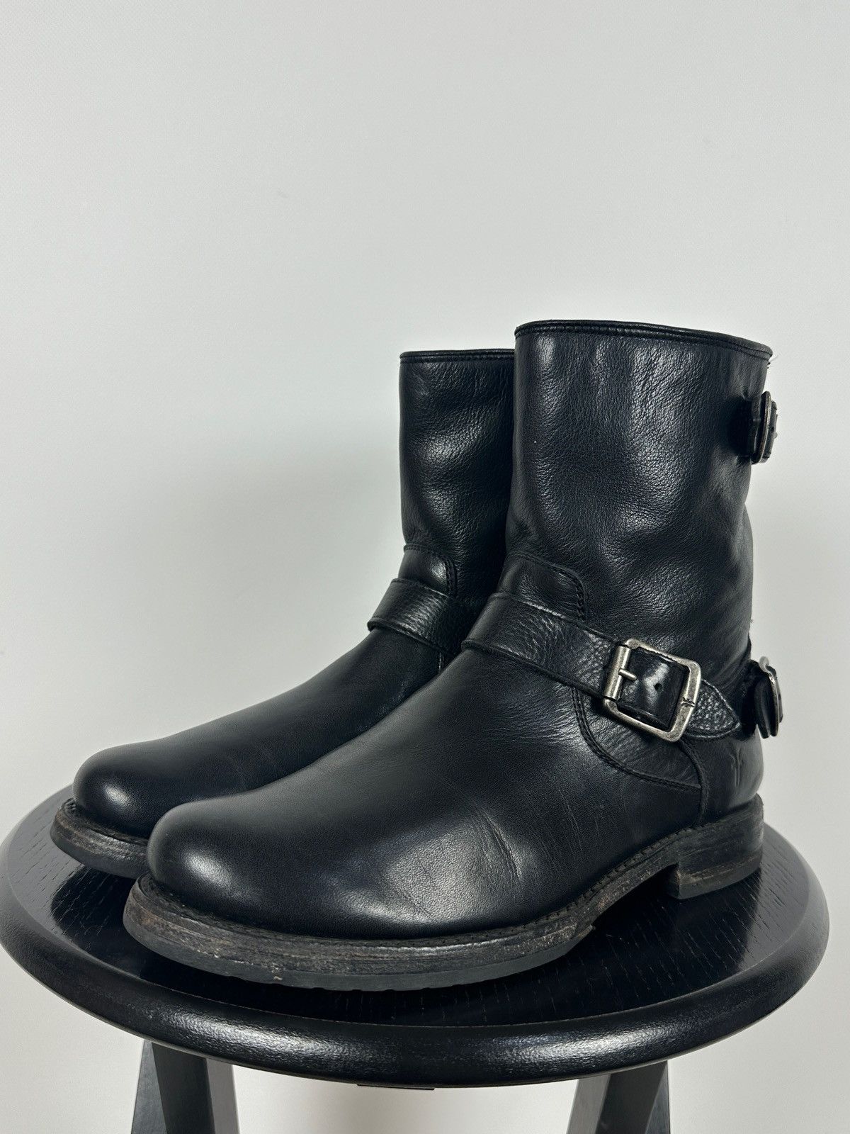 Frye Frye Veronica Black Leather Back Zip Buckle Harness Boots Size US 8.5 / IT 38.5 - 12 Thumbnail