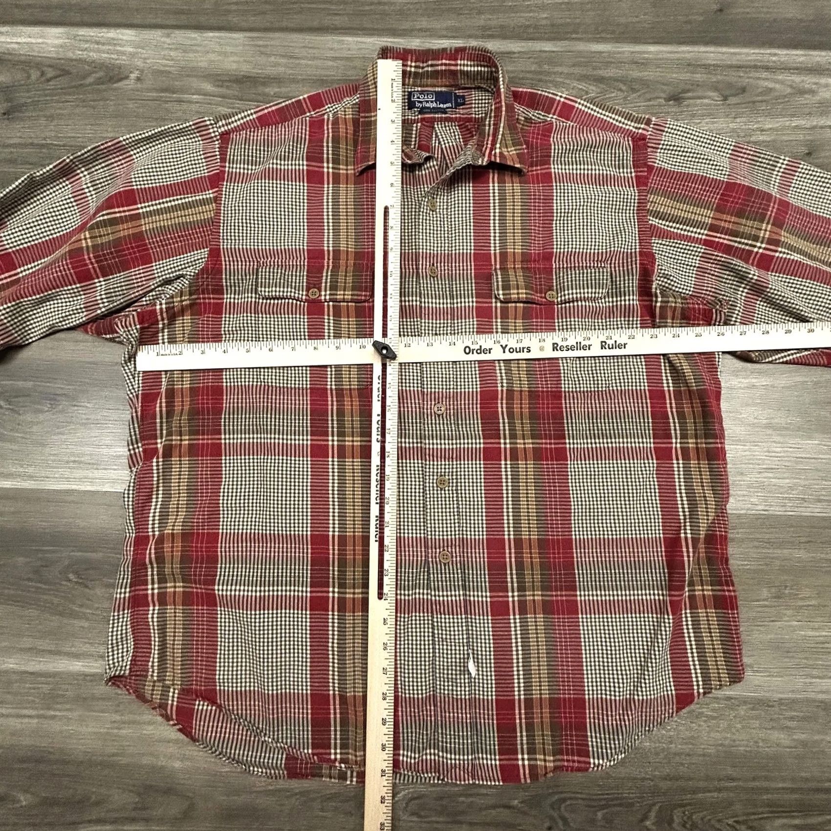 Polo Ralph Lauren VINTAGE Polo Ralph Lauren Shirt Mens XL Red Plaid Twill Button Front Pockets 90s Size US XL / EU 56 / 4 - 7 Thumbnail