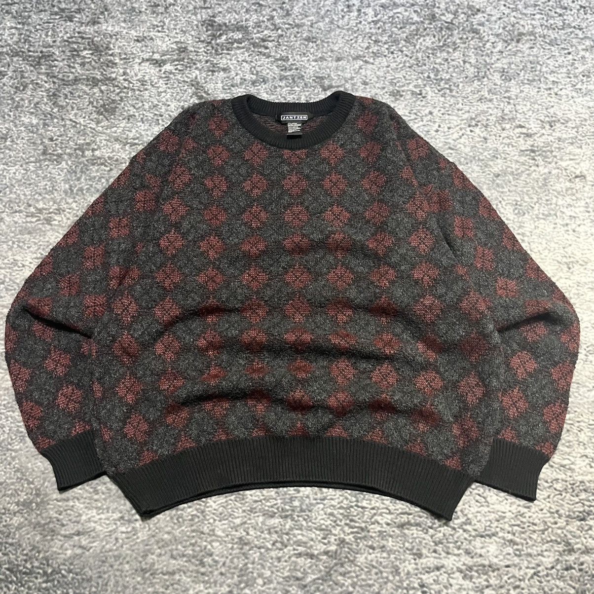 Jantzen Vintage 90s Janzten Geometric Pattern Grandpa Sweater XL Size US XL / EU 56 / 4 - 3 Thumbnail